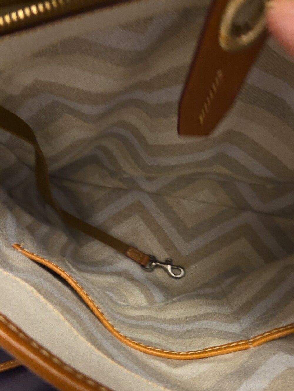 Dooney & Bourke Purple Tote with Tan Leather Trim - Picture 7 of 9